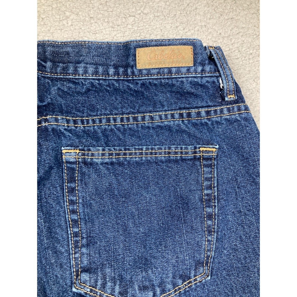 Cabela's Casuals Flannel Lined Jeans Women 14 Long Blue Denim Plaid Insulated - Picture 16 of 16